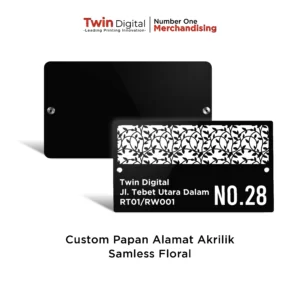 Papan Alamat Akrilik Print UV Seamless Floral - Twin Digital