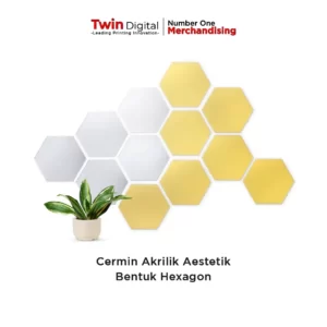 Cermin Akrilik Aestetik Bentuk Hexagon