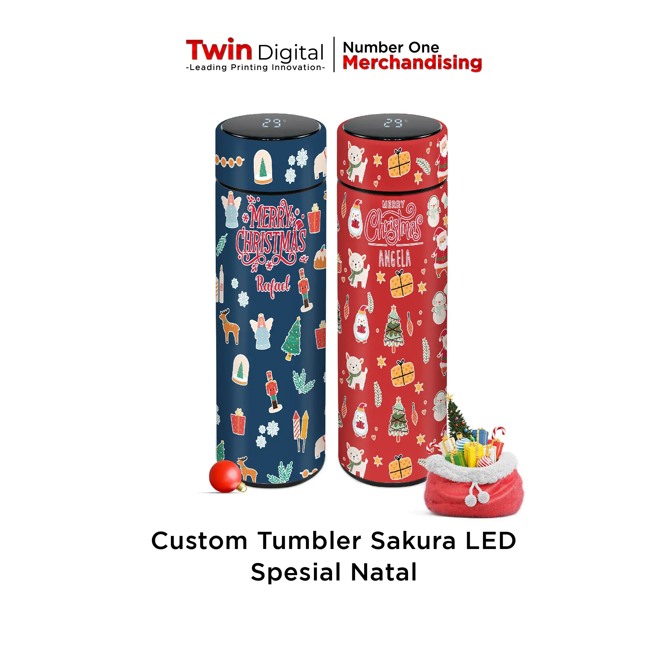 Custom Tumbler Sakura Led Print Uv Spesial Natal Twin Digital 6085