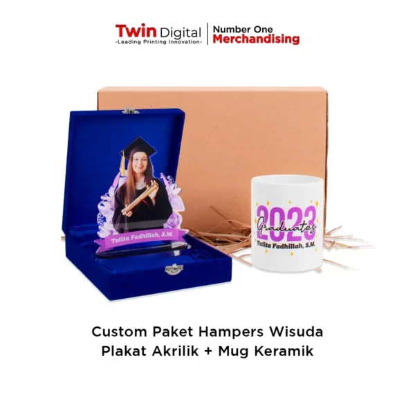 Hampers Wisuda Plakat Akrilik + Mug Custom